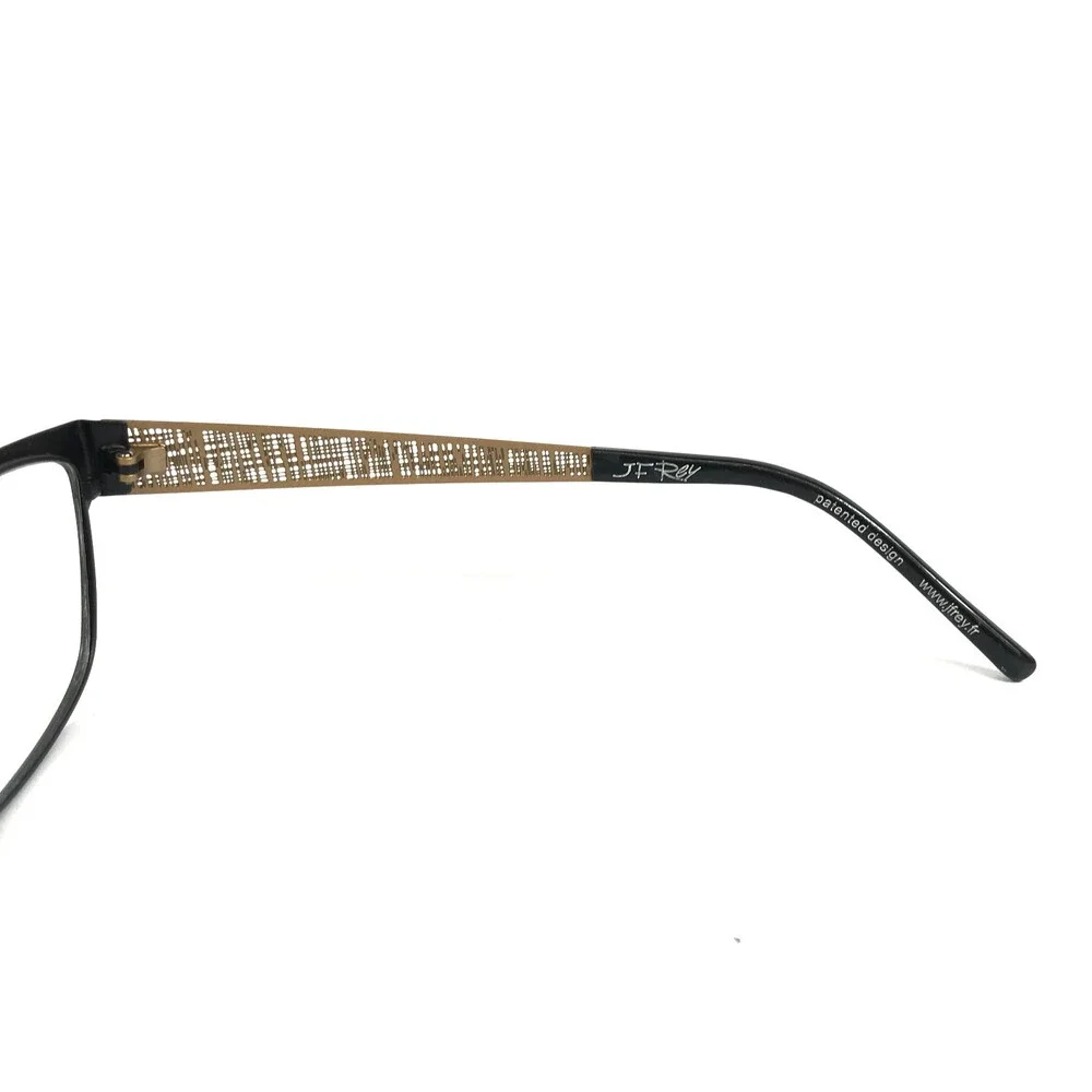 J.F. Rey Eyeglasses Frames JF2588 0055 Matte Black Gold Woven Ribbed 54-16-140